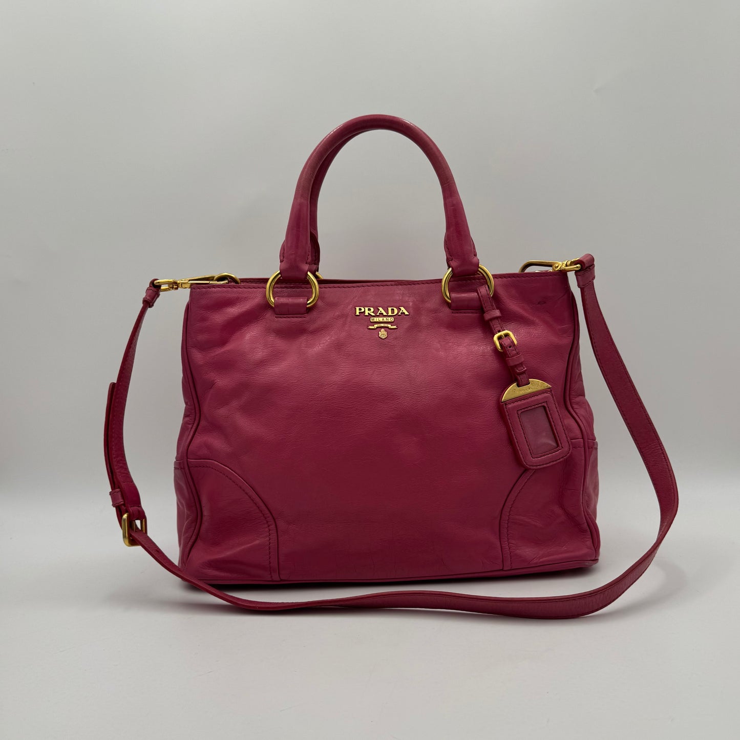 Prada Pink Vitello Shine Two-Way Satchel