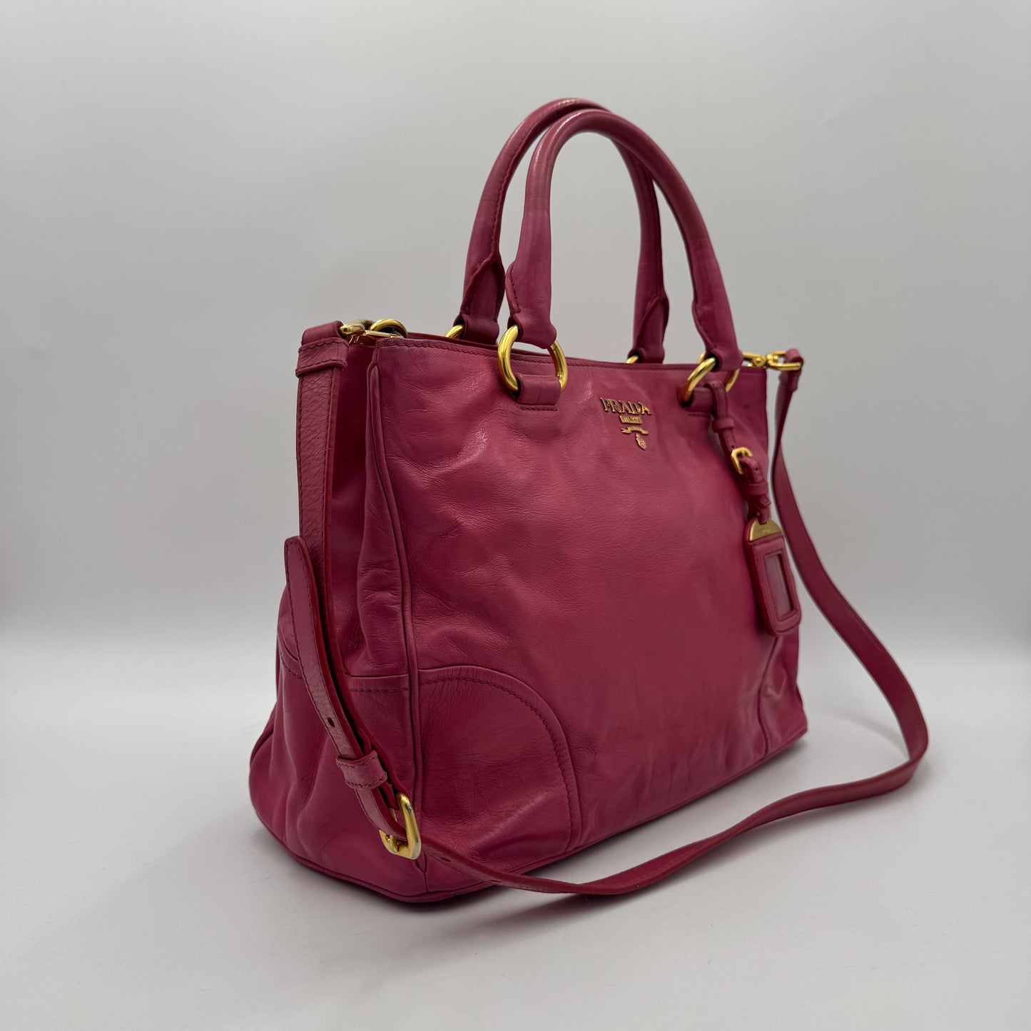 Prada Pink Vitello Shine Two-Way Satchel