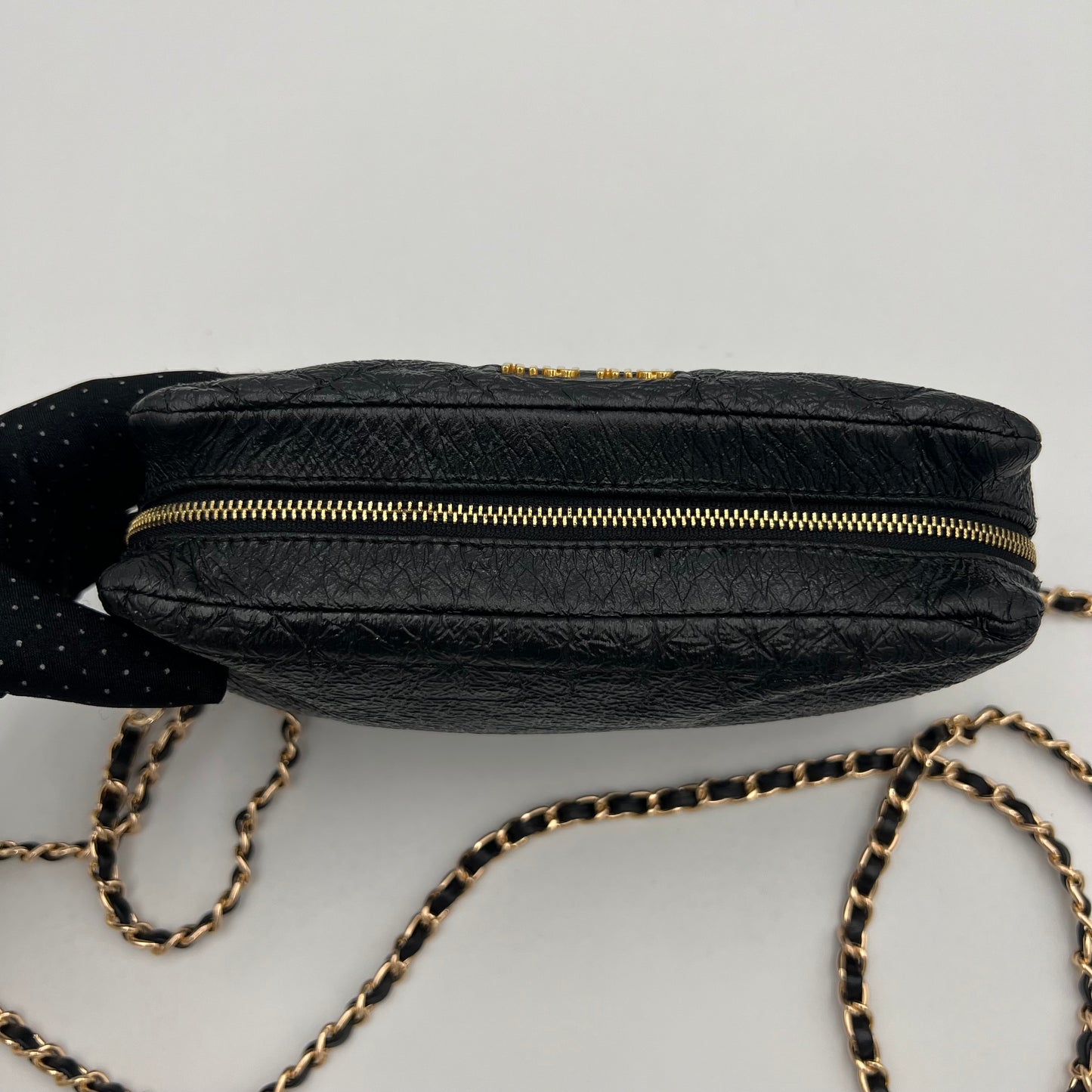 Miu Miu Black Tessuto Vernis Leather Pochette Handbag