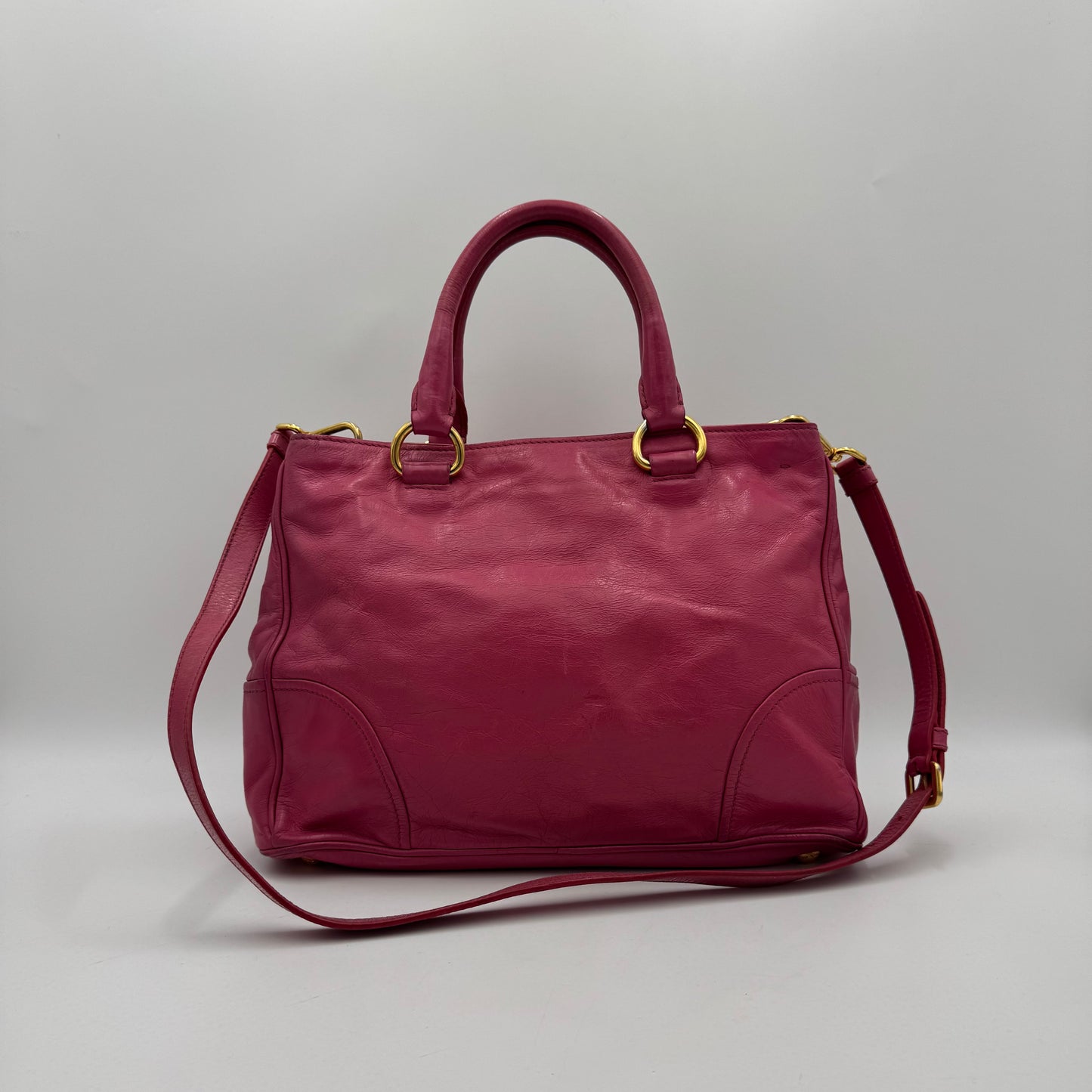 Prada Pink Vitello Shine Two-Way Satchel