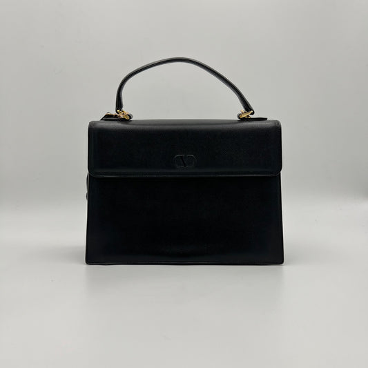 Valentino Garavani Black Leather Top Handle Handbag