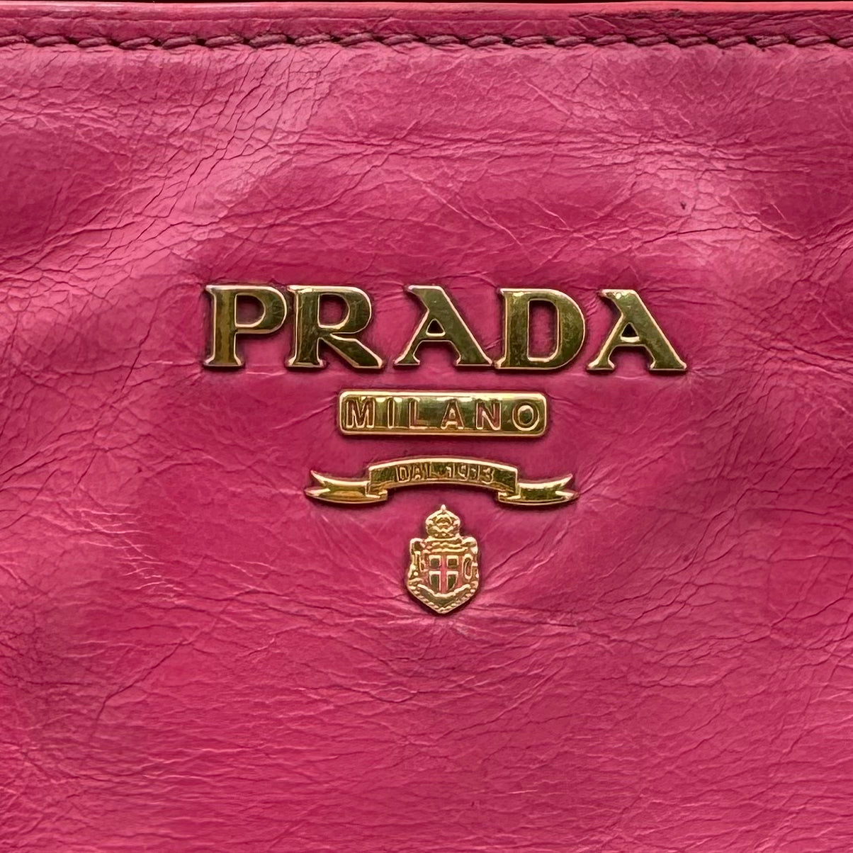 Prada Pink Vitello Shine Two-Way Satchel