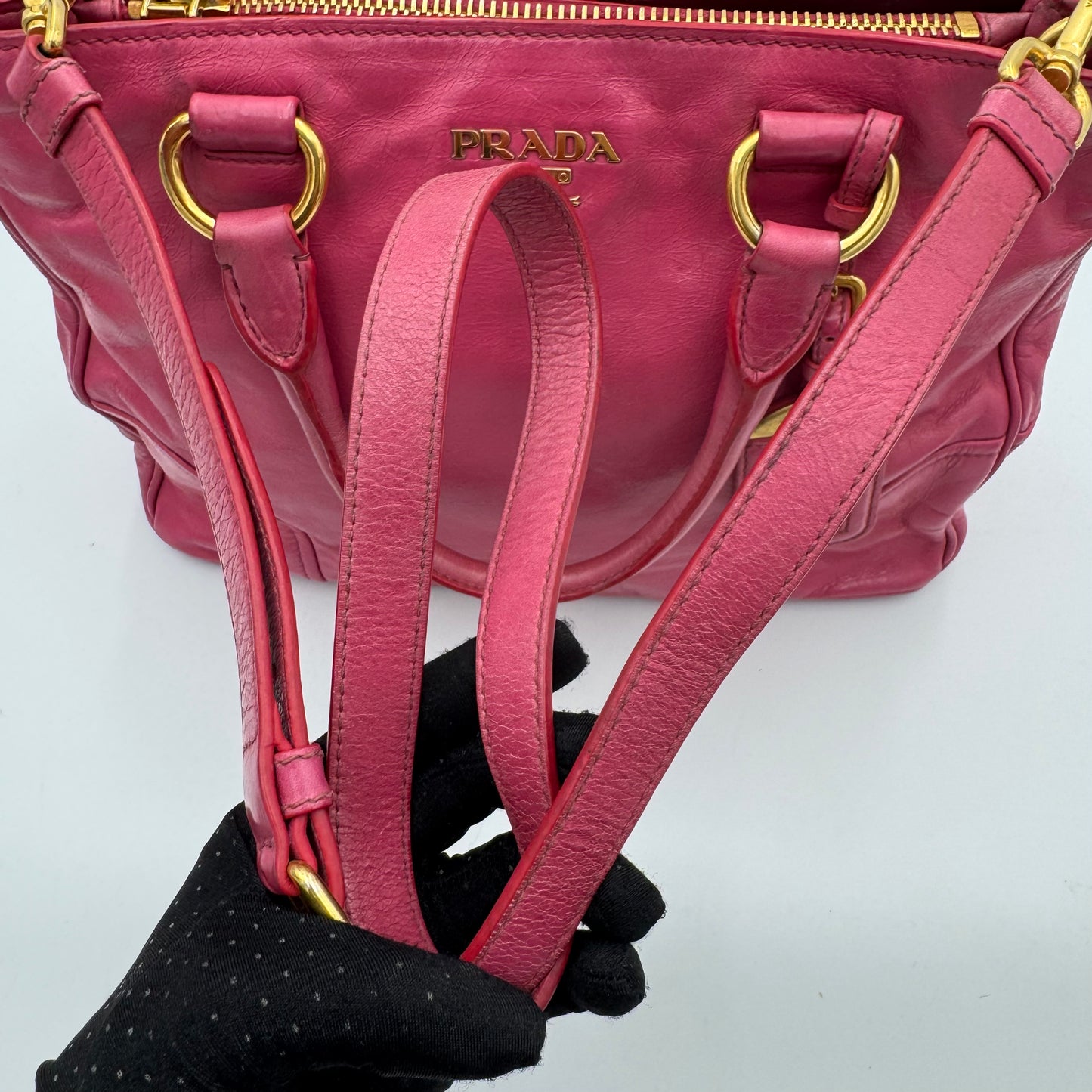 Prada Pink Vitello Shine Two-Way Satchel