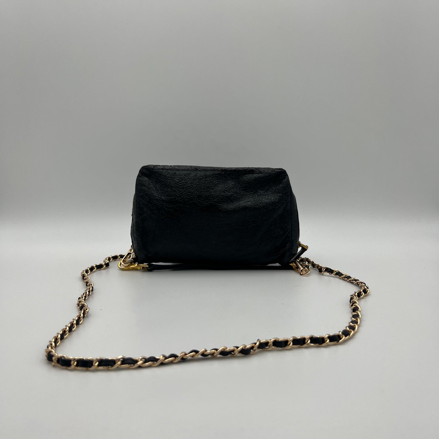 Miu Miu Black Tessuto Vernis Leather Pochette Handbag