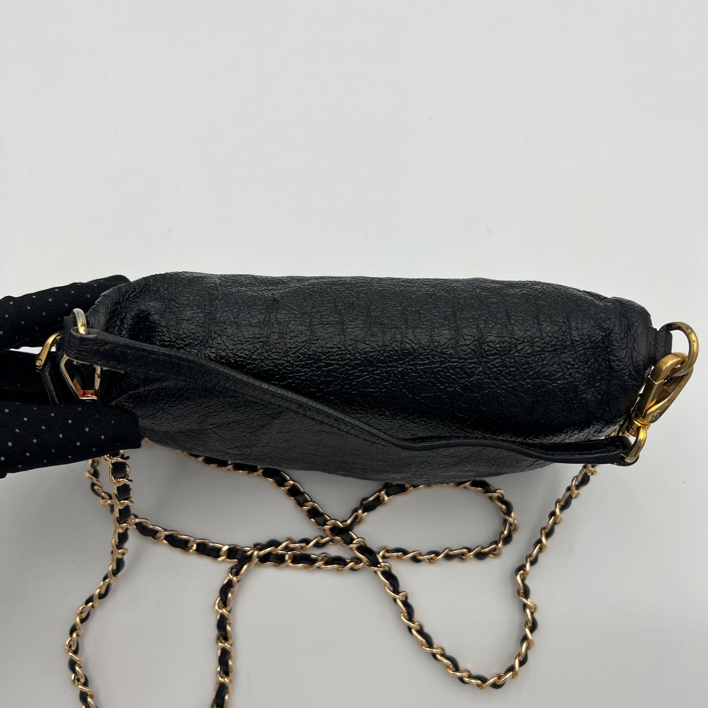 Miu Miu Black Tessuto Vernis Leather Pochette Handbag