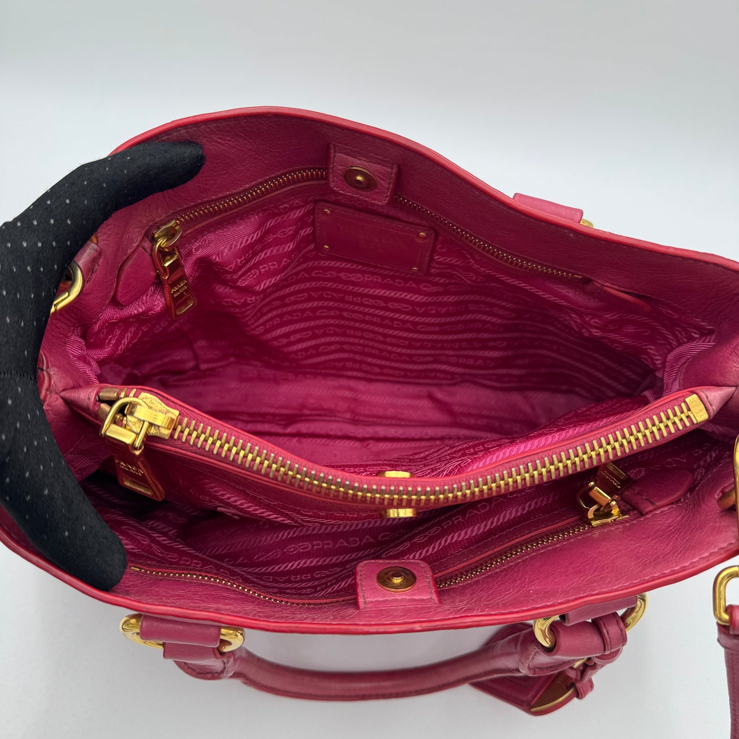 Prada Pink Vitello Shine Two-Way Satchel