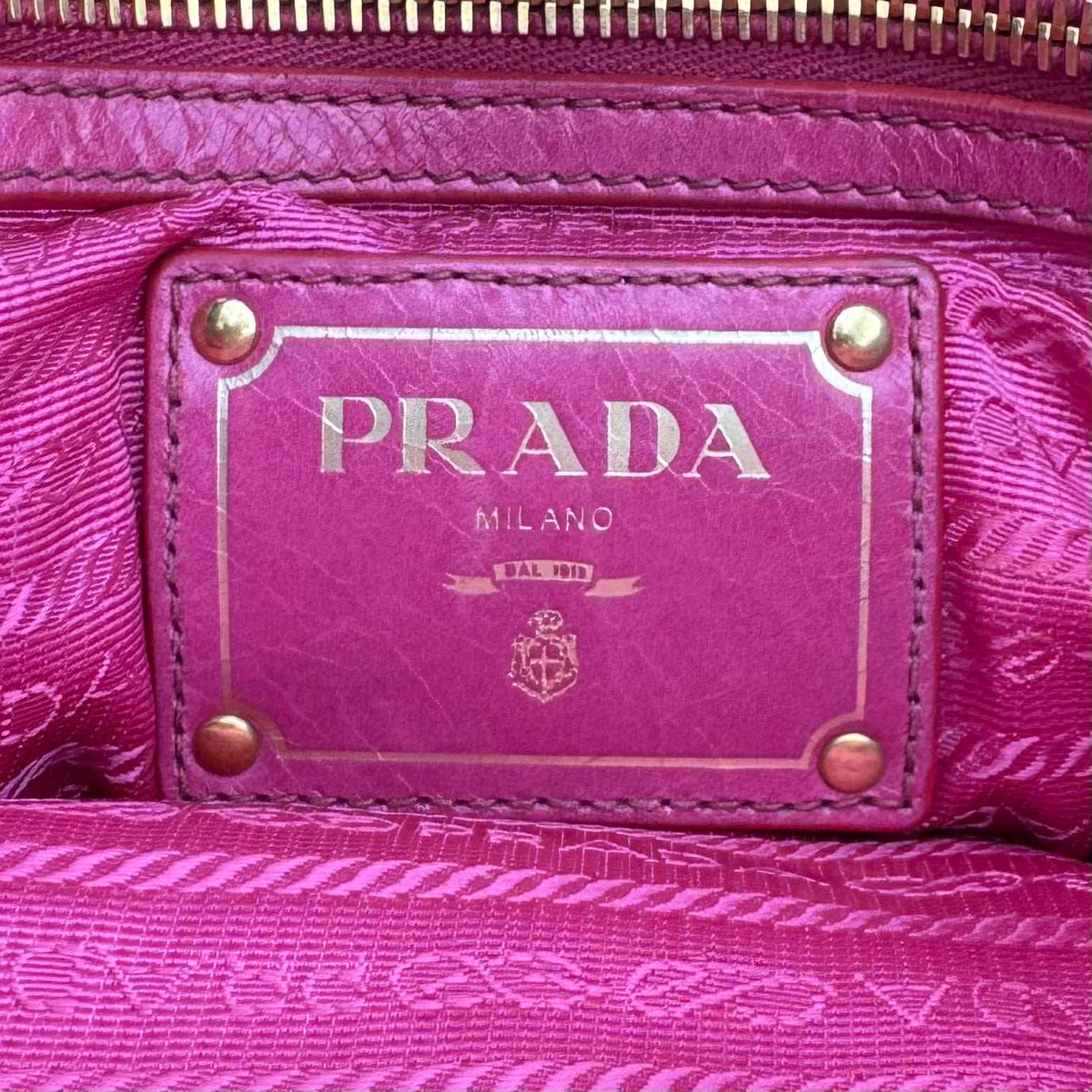 Prada Pink Vitello Shine Two-Way Satchel