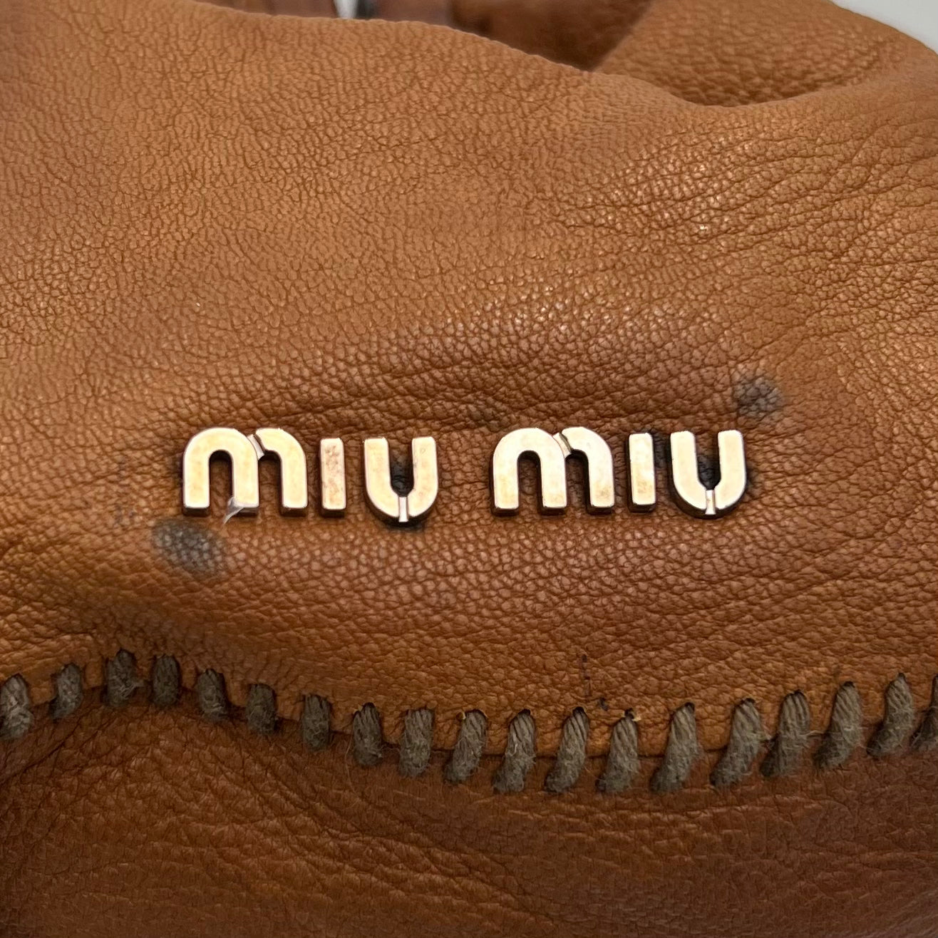 Miu Miu 2000 Archive Canvas and Brown Leather Turn Lock Handbag