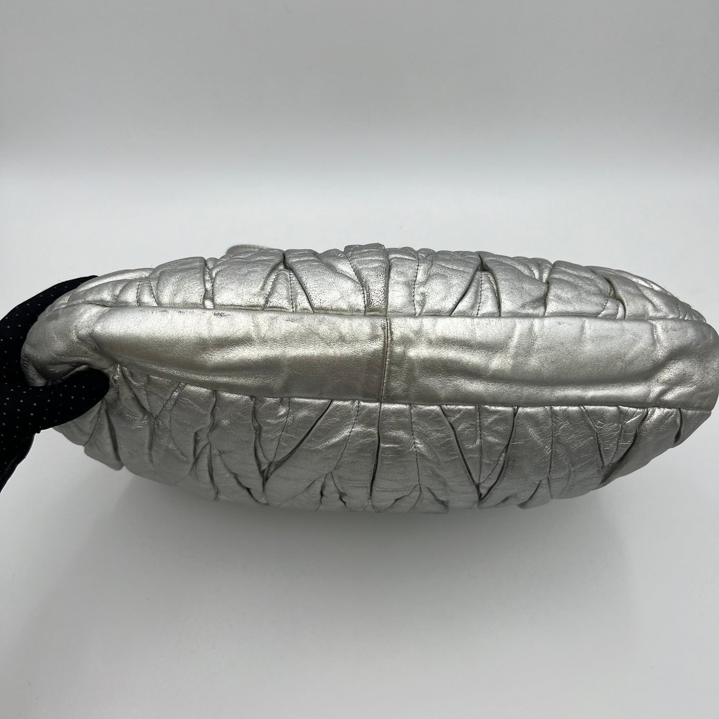 Miu Miu Silver Matelasse Leather Large Coffer Satchel