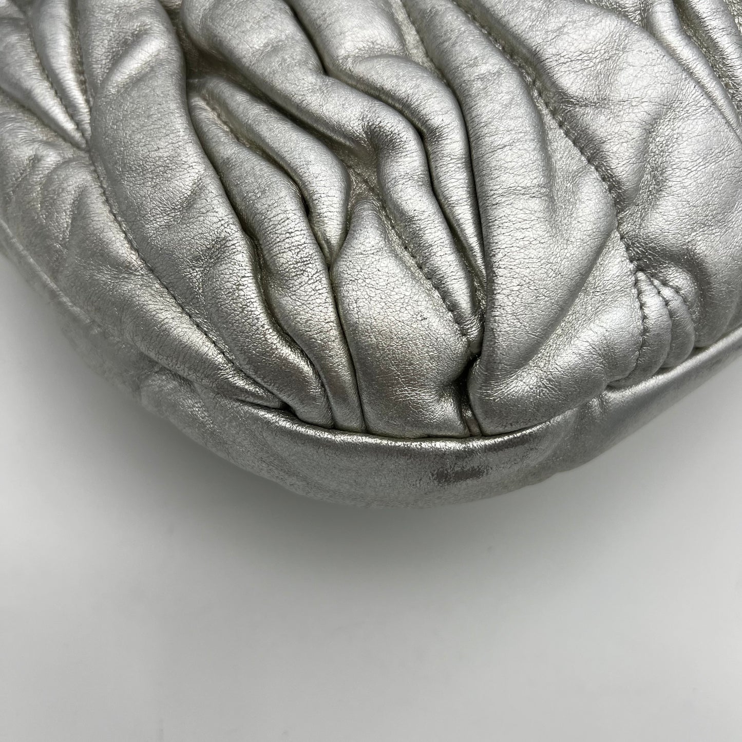 Miu Miu Silver Matelasse Leather Large Coffer Satchel