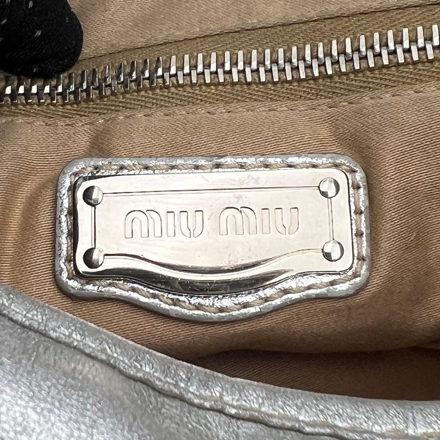 Miu Miu Silver Matelasse Leather Large Coffer Satchel