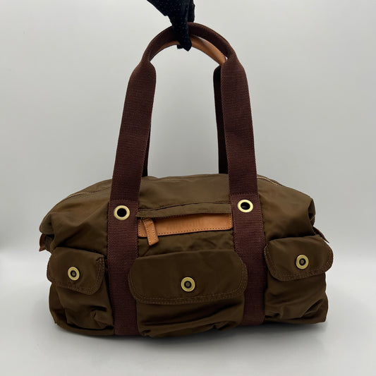 Miu Miu Brown Nylon Cargo Bowler Bag