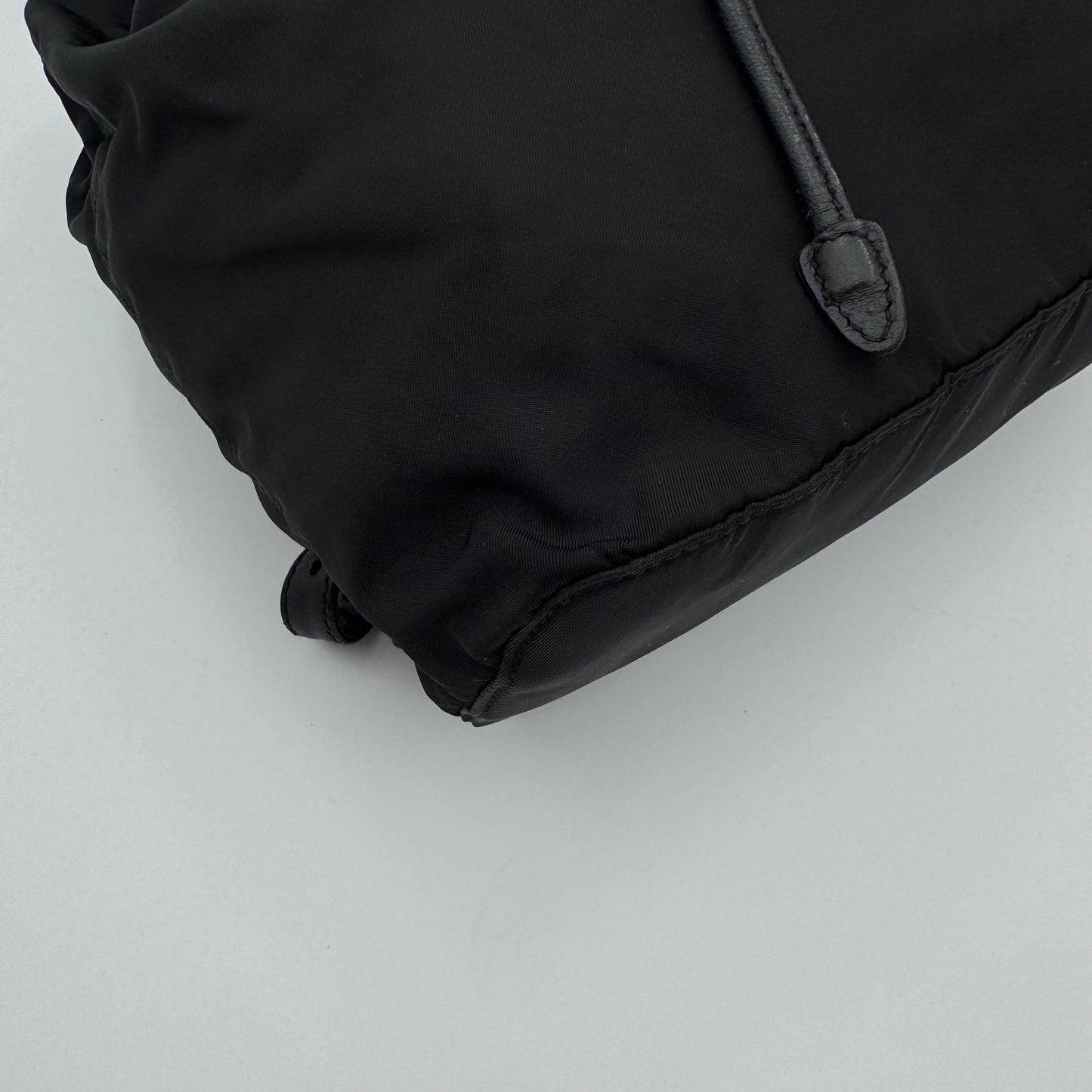 Prada Black Nylon and Leather Flap Chain Backpack GHW