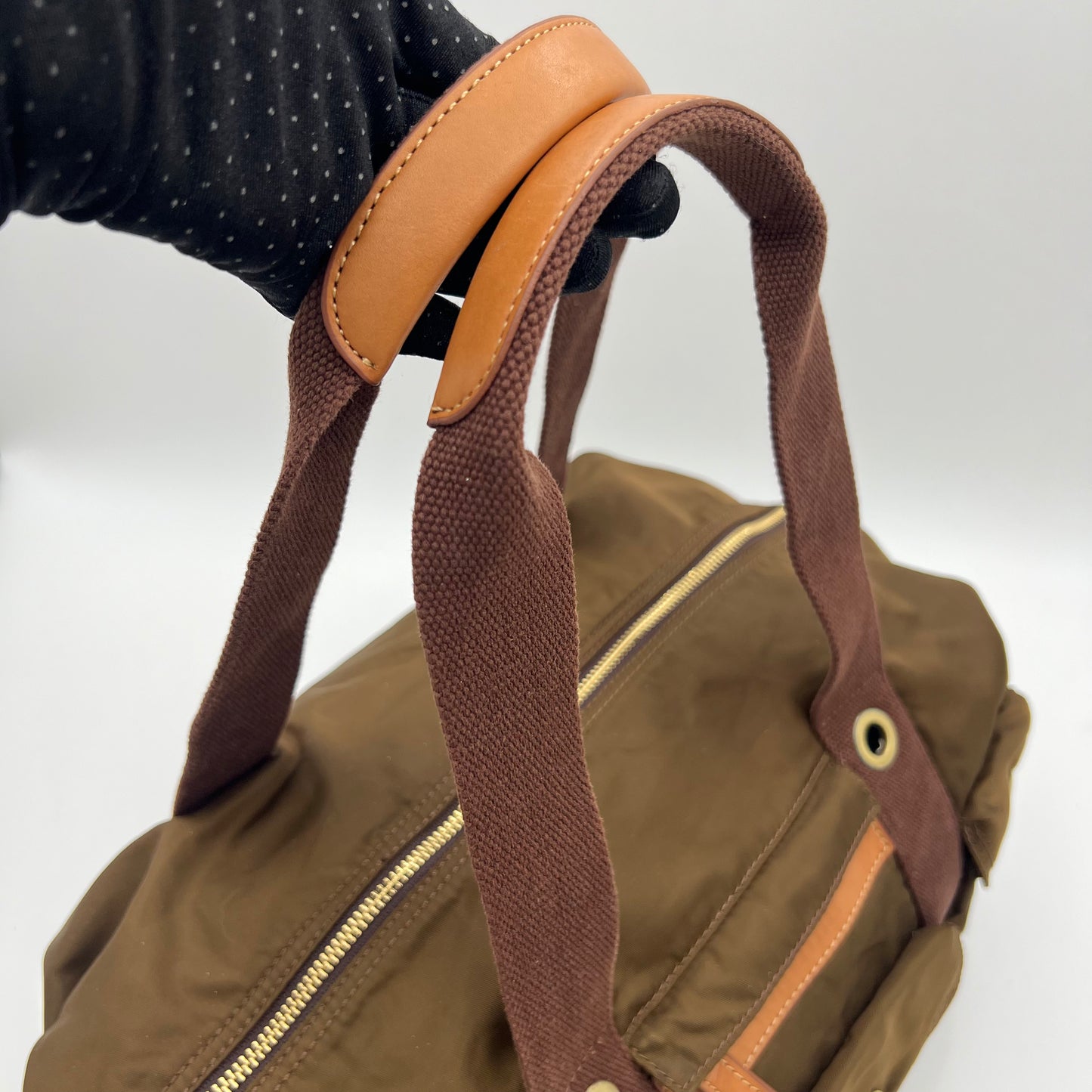 Miu Miu Brown Nylon Cargo Bowler Bag
