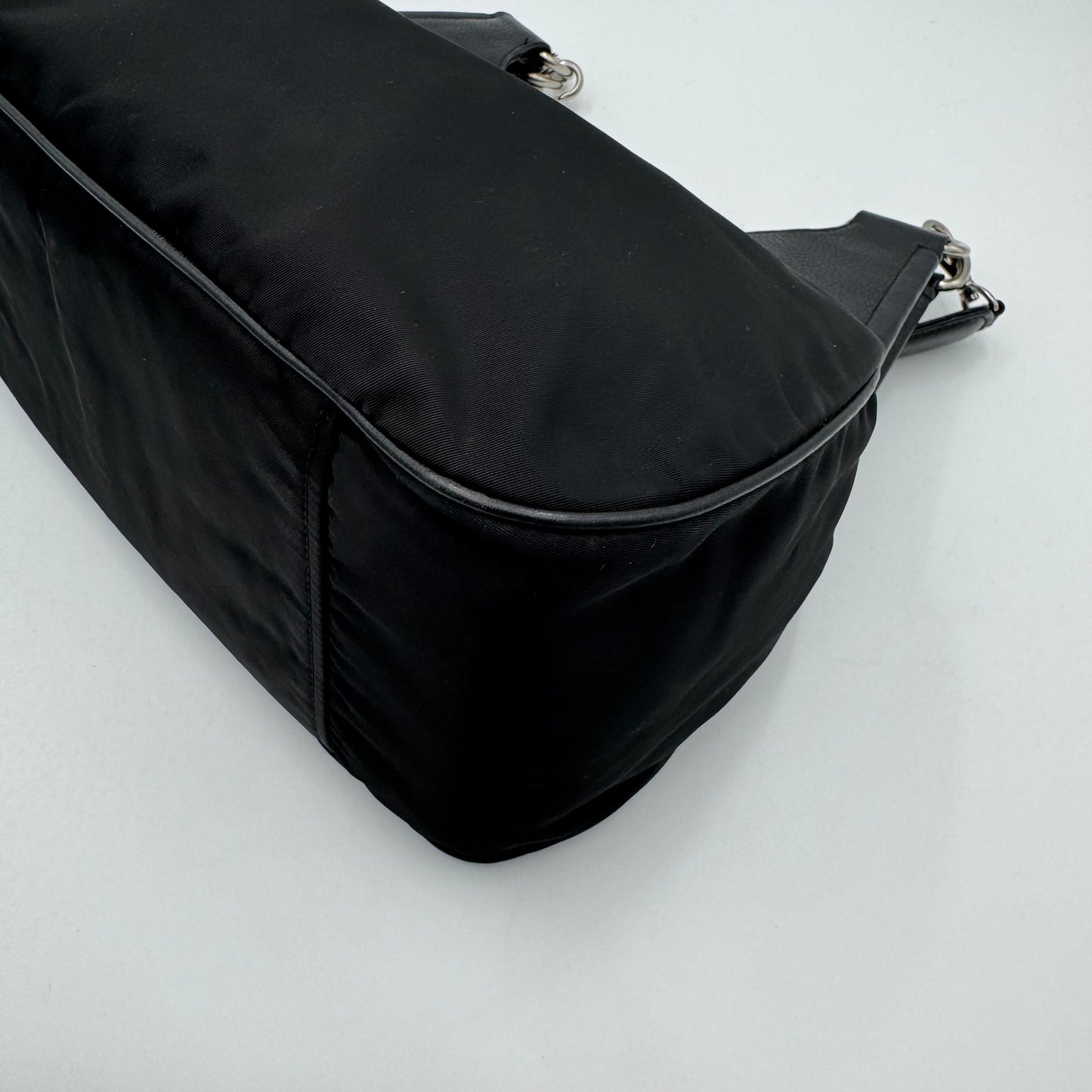 Prada Black Nylon and Leather Hobo Shoulder Bag SHW