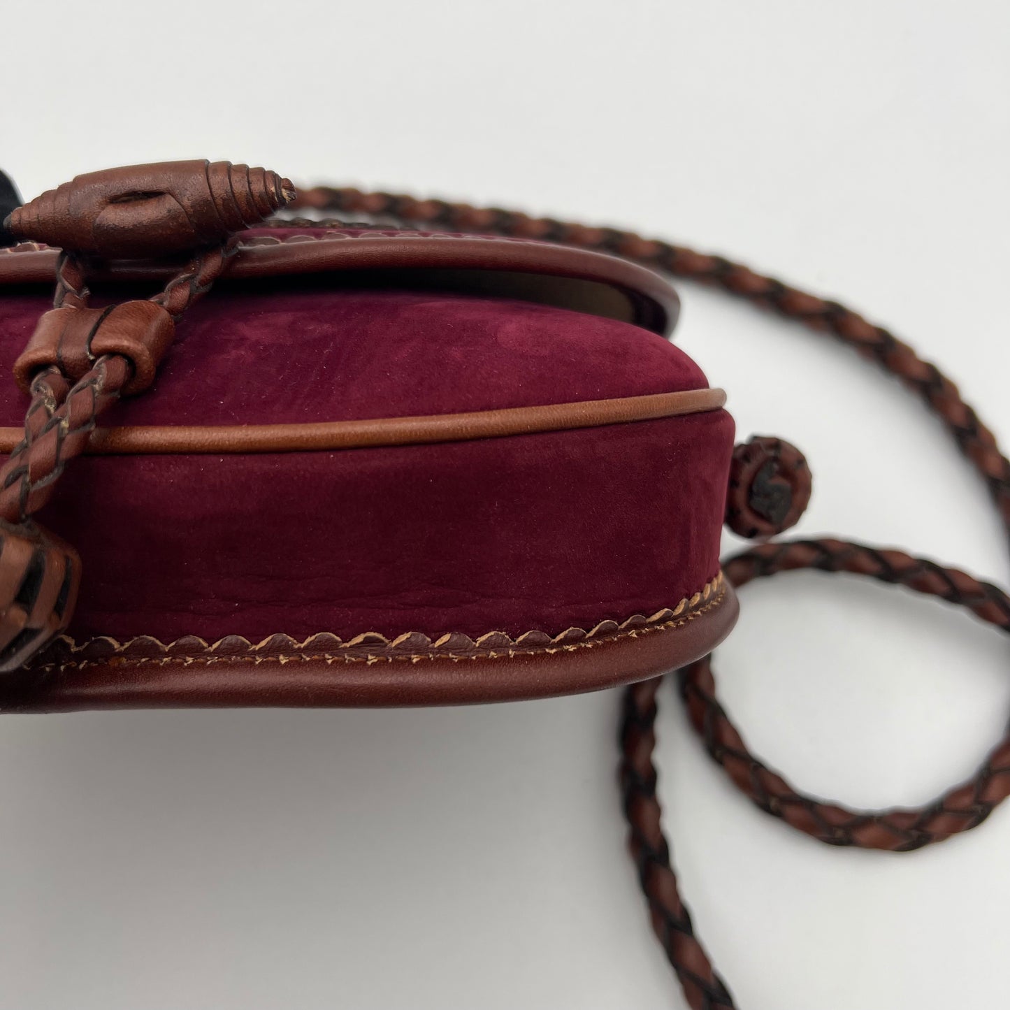 Loewe Wine Purple Suede Anagram Sevilla Tassel Crossbody