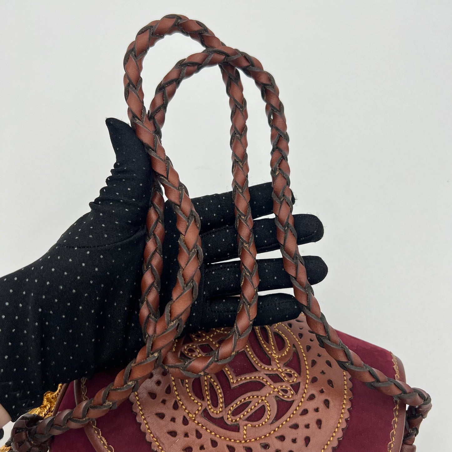 Loewe Wine Purple Suede Anagram Sevilla Tassel Crossbody