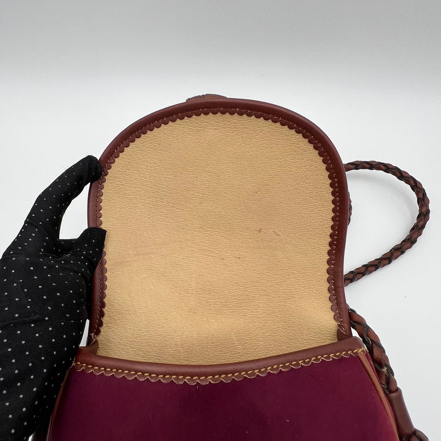 Loewe Wine Purple Suede Anagram Sevilla Tassel Crossbody