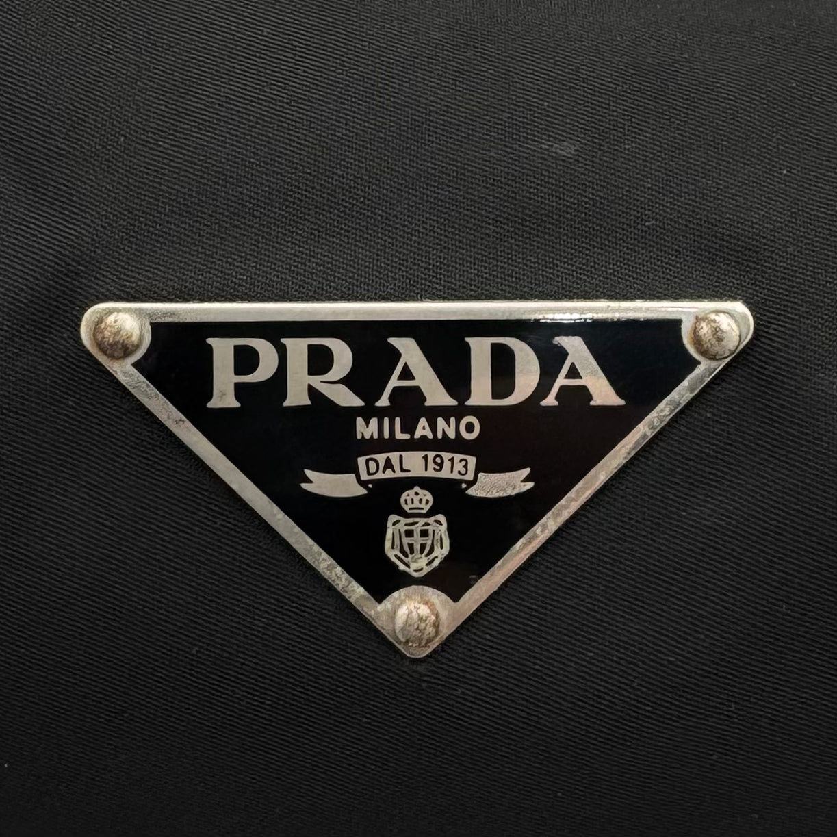 Prada Black Tessuto and Saffiano Large Logo Plate Hobo Shoulder Bag