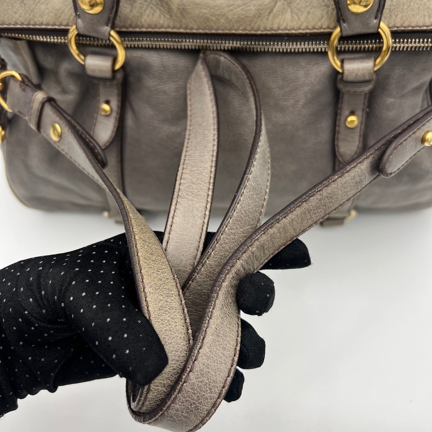 Miu Miu Gray Vitello Lux Bow Satchel