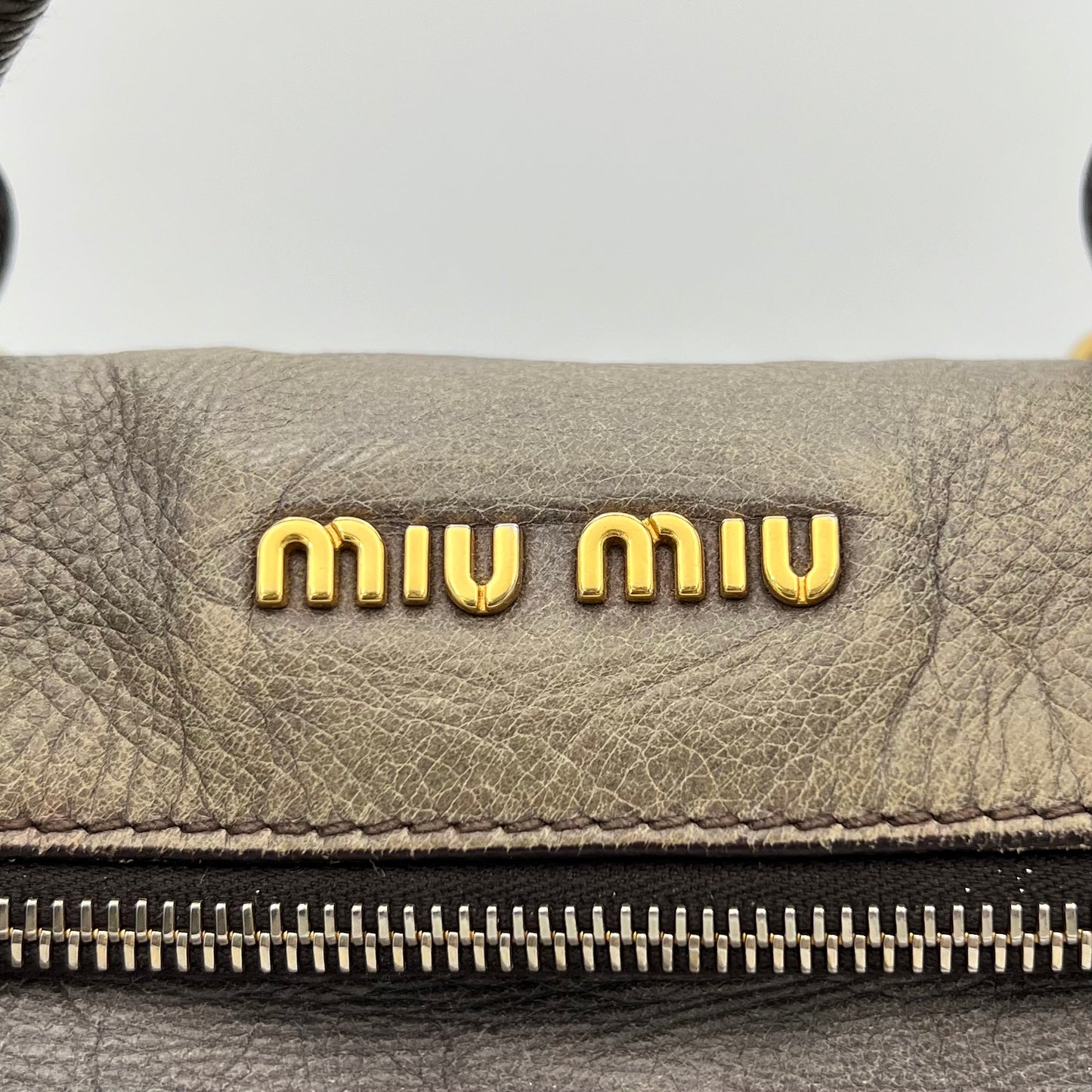 Miu Miu Gray Vitello Lux Bow Satchel