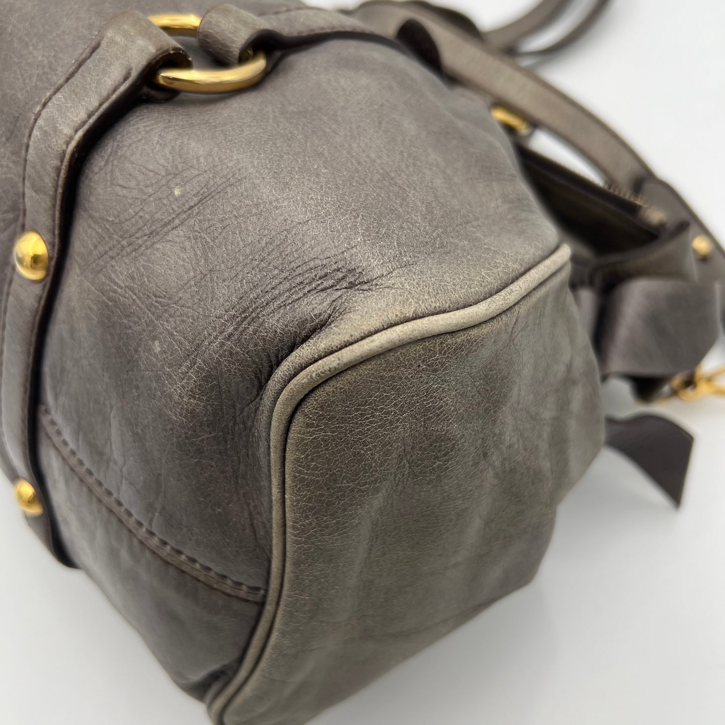 Miu Miu Gray Vitello Lux Bow Satchel