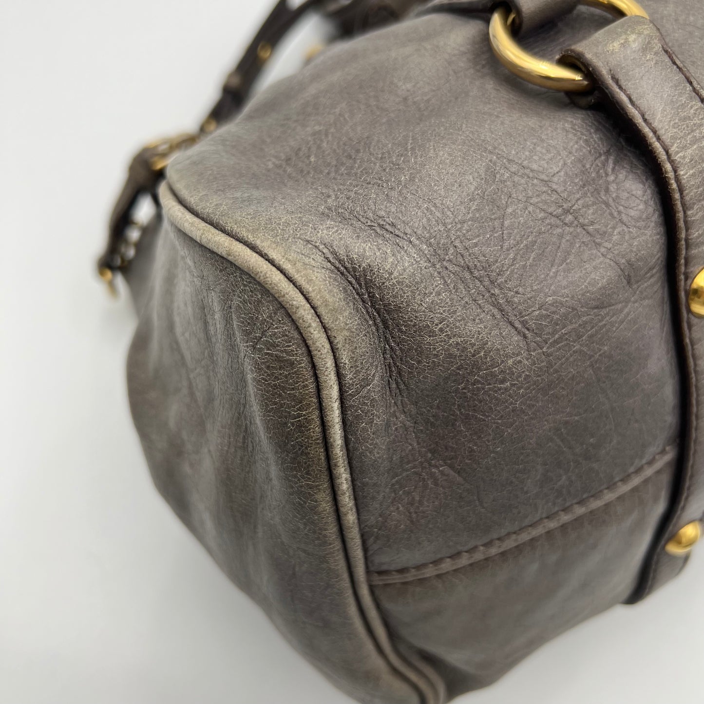 Miu Miu Gray Vitello Lux Bow Satchel