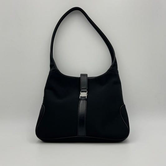 Salvatore Ferragamo Black Vara Nylon and Leather Hobo Shoulder Bag