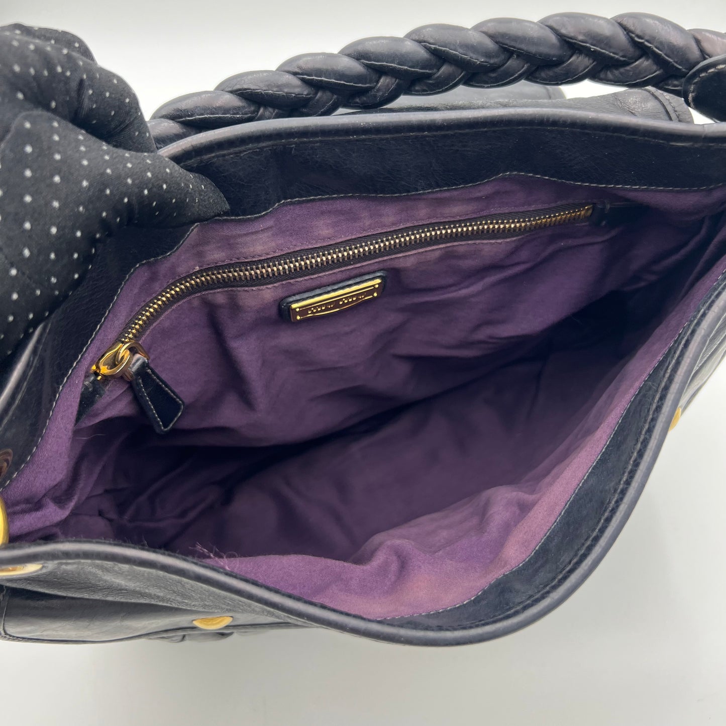 Miu Miu Black Matelasse Coffer Satchel