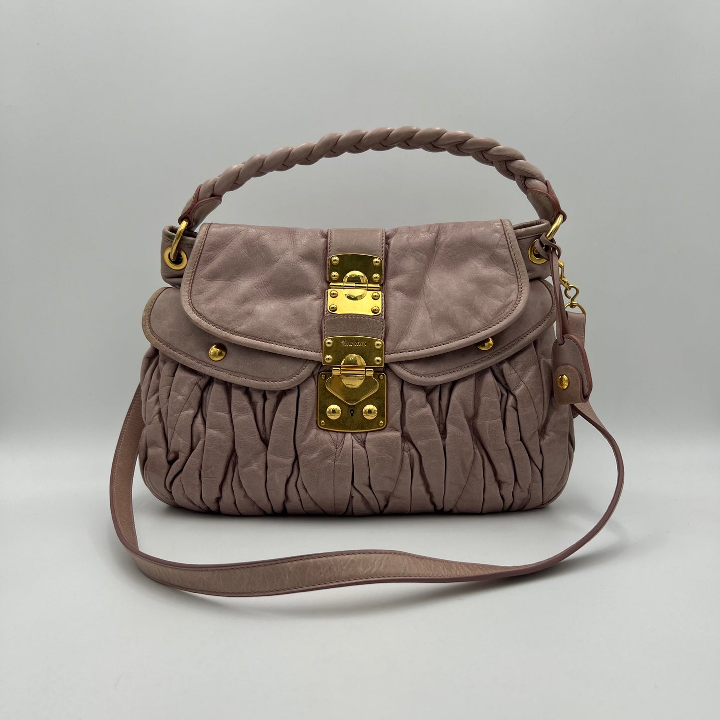 Miu Miu Pink Matelasse Coffer Satchel