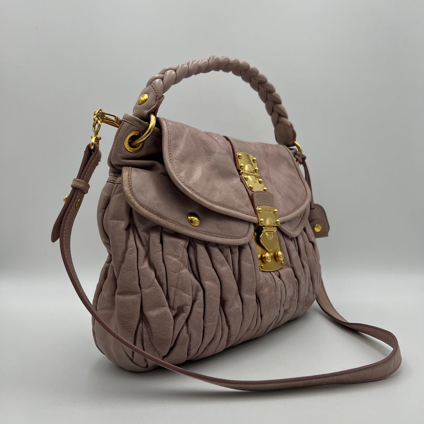 Miu Miu Pink Matelasse Coffer Satchel