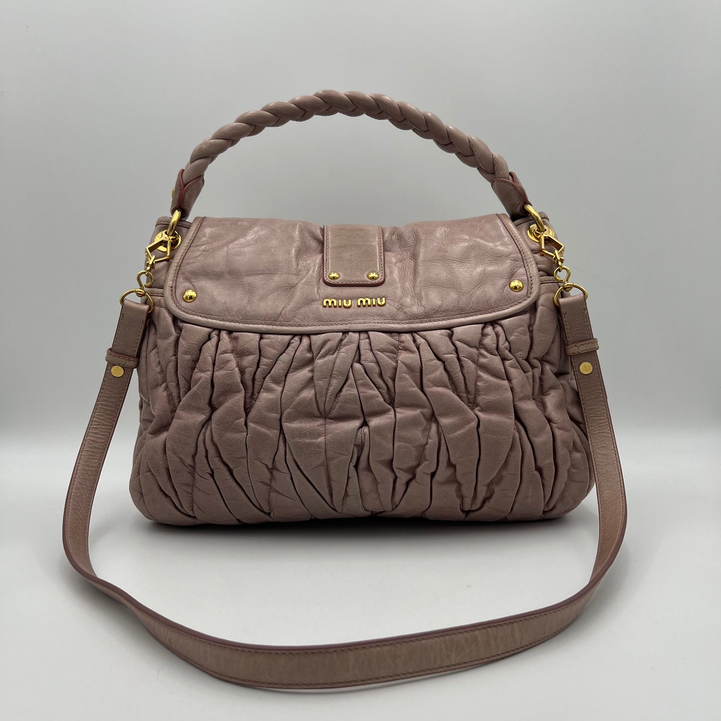 Miu Miu Pink Matelasse Coffer Satchel