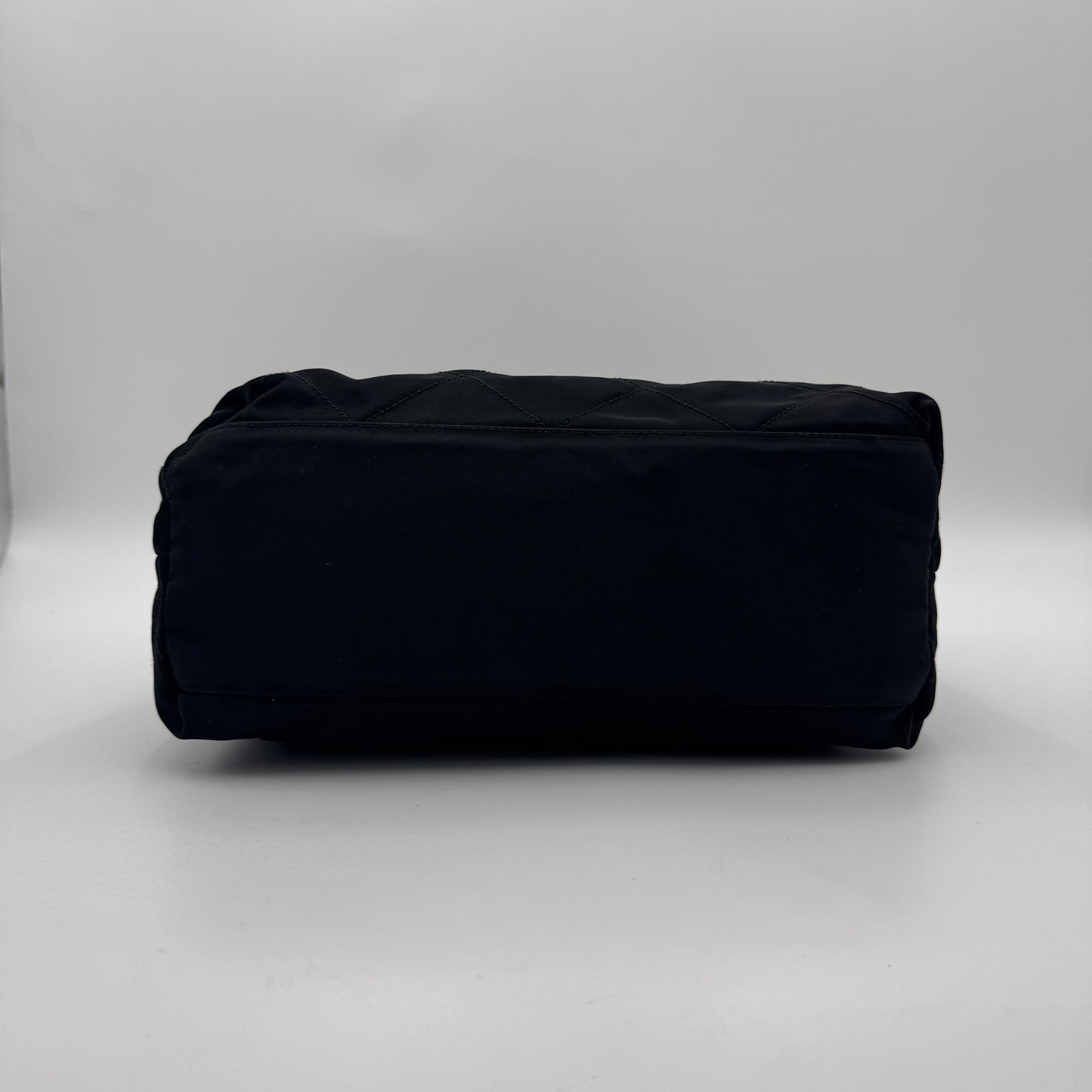 Prada Black Quilted Nylon Medium Zip Chain Bag GHW