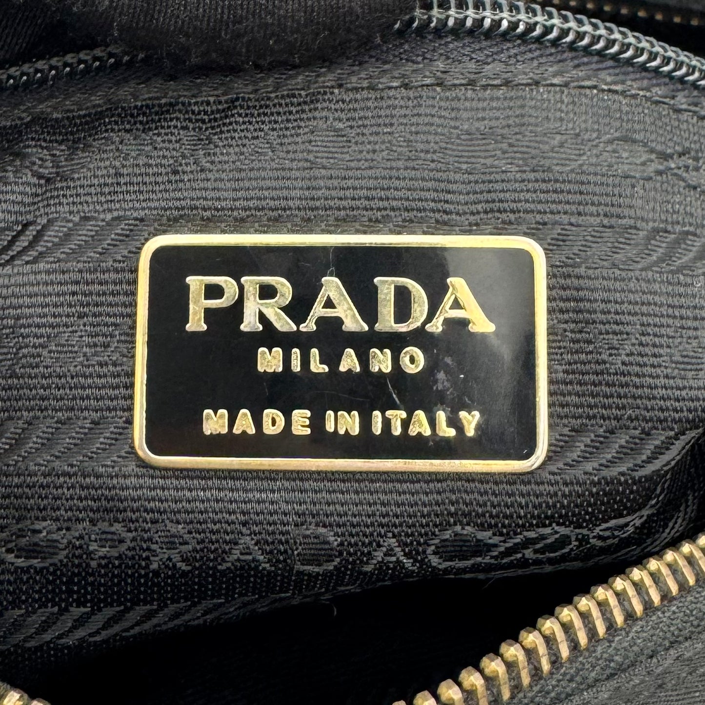 Prada Black Quilted Nylon Medium Zip Chain Bag GHW