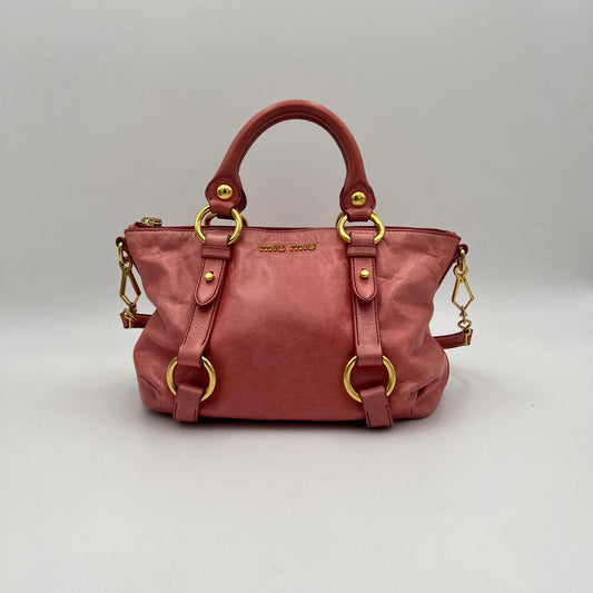 Miu Miu Pink Vitello Small Two-Way Bag