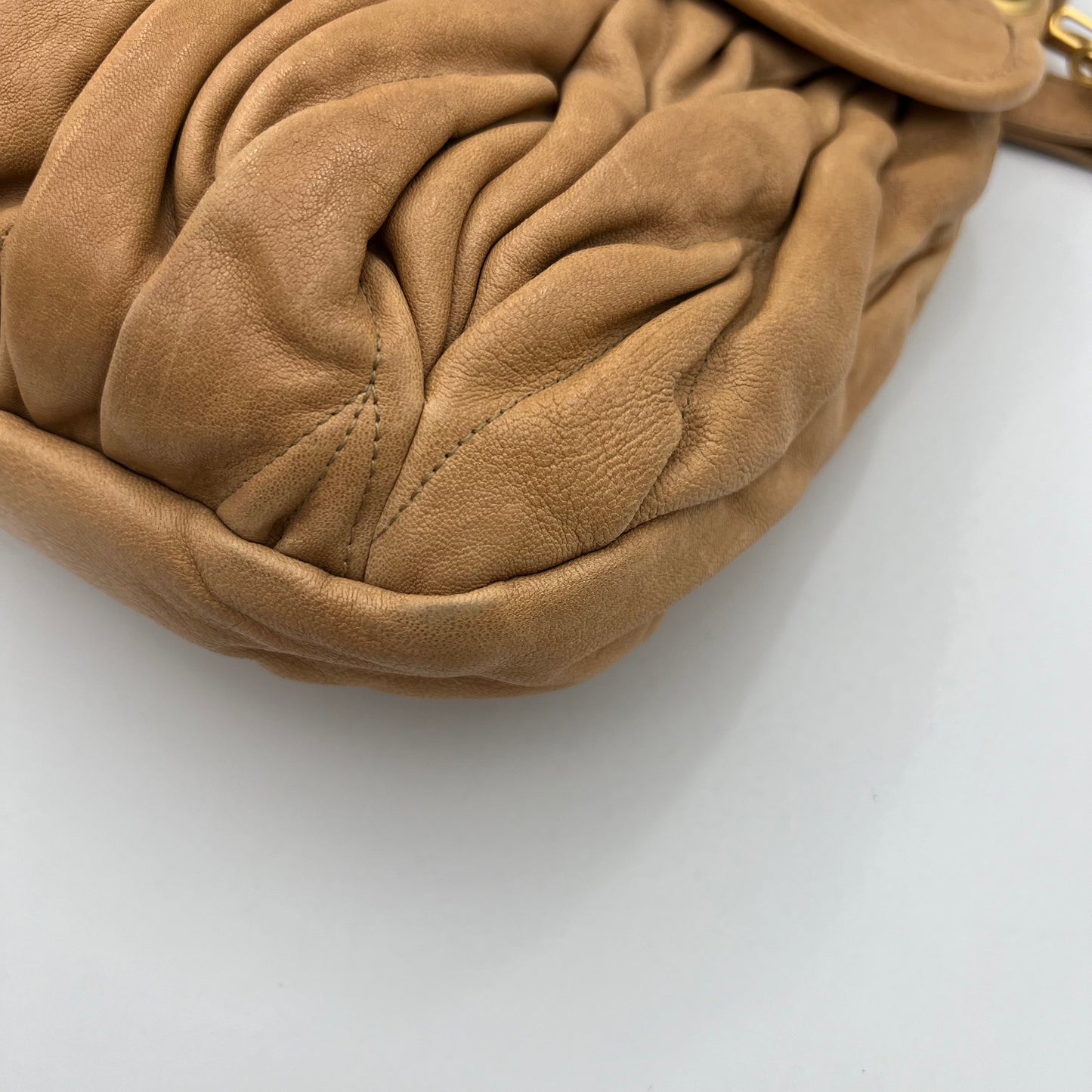 Miu Miu Camel Matelasse Coffer Satchel