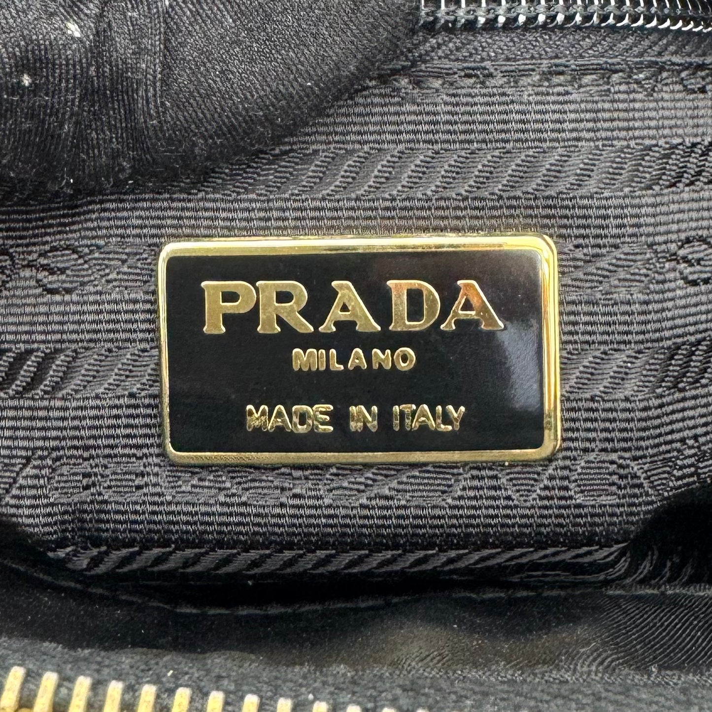 Prada Black Nylon and Leather Open Chain Bag GHW