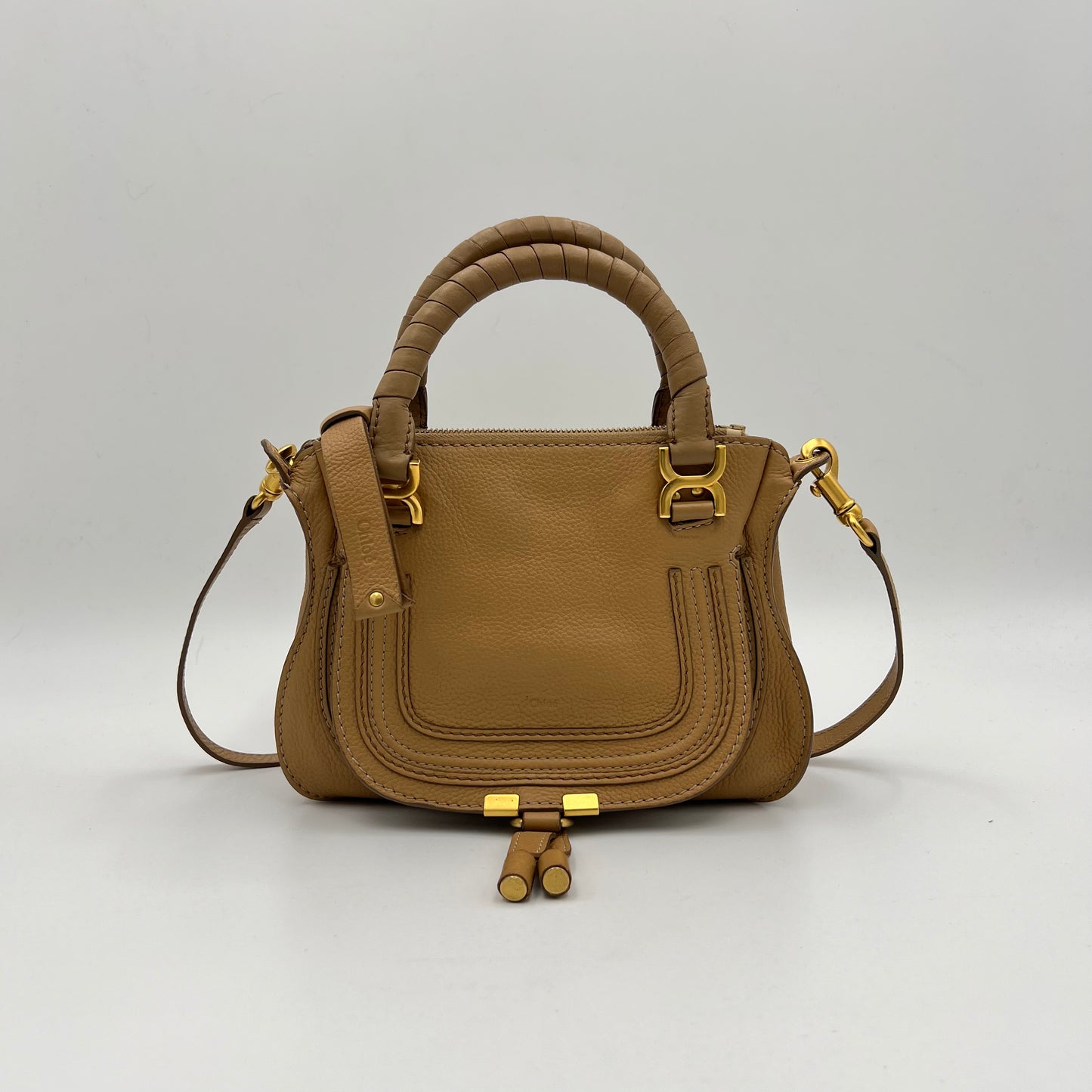 Chloe Light Tan Leather Small Marcie Two-Way Bag