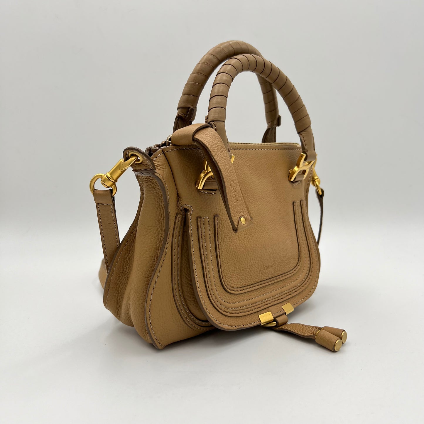 Chloe Light Tan Leather Small Marcie Two-Way Bag