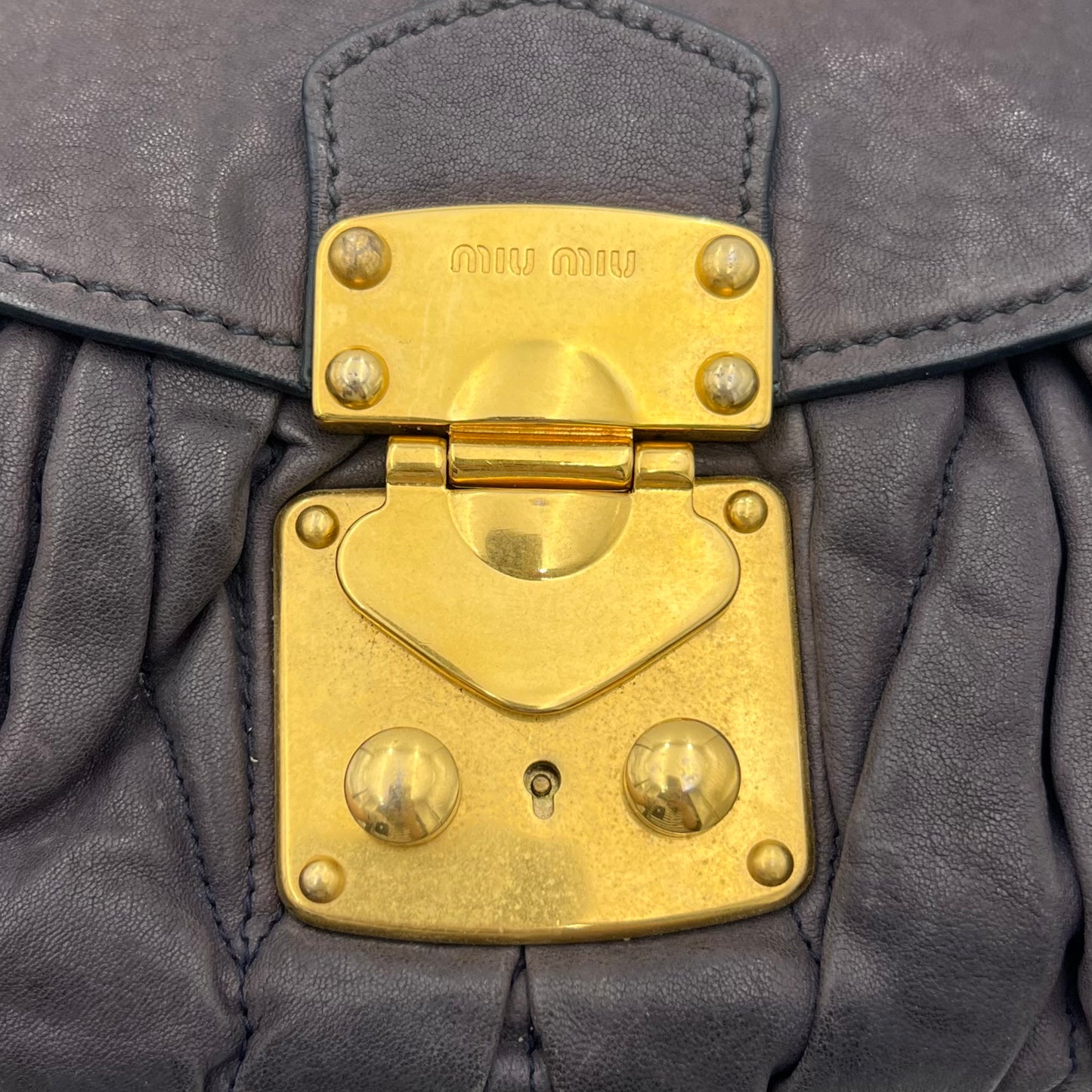 Miu Miu Dark Gray Matelasse Coffer Satchel