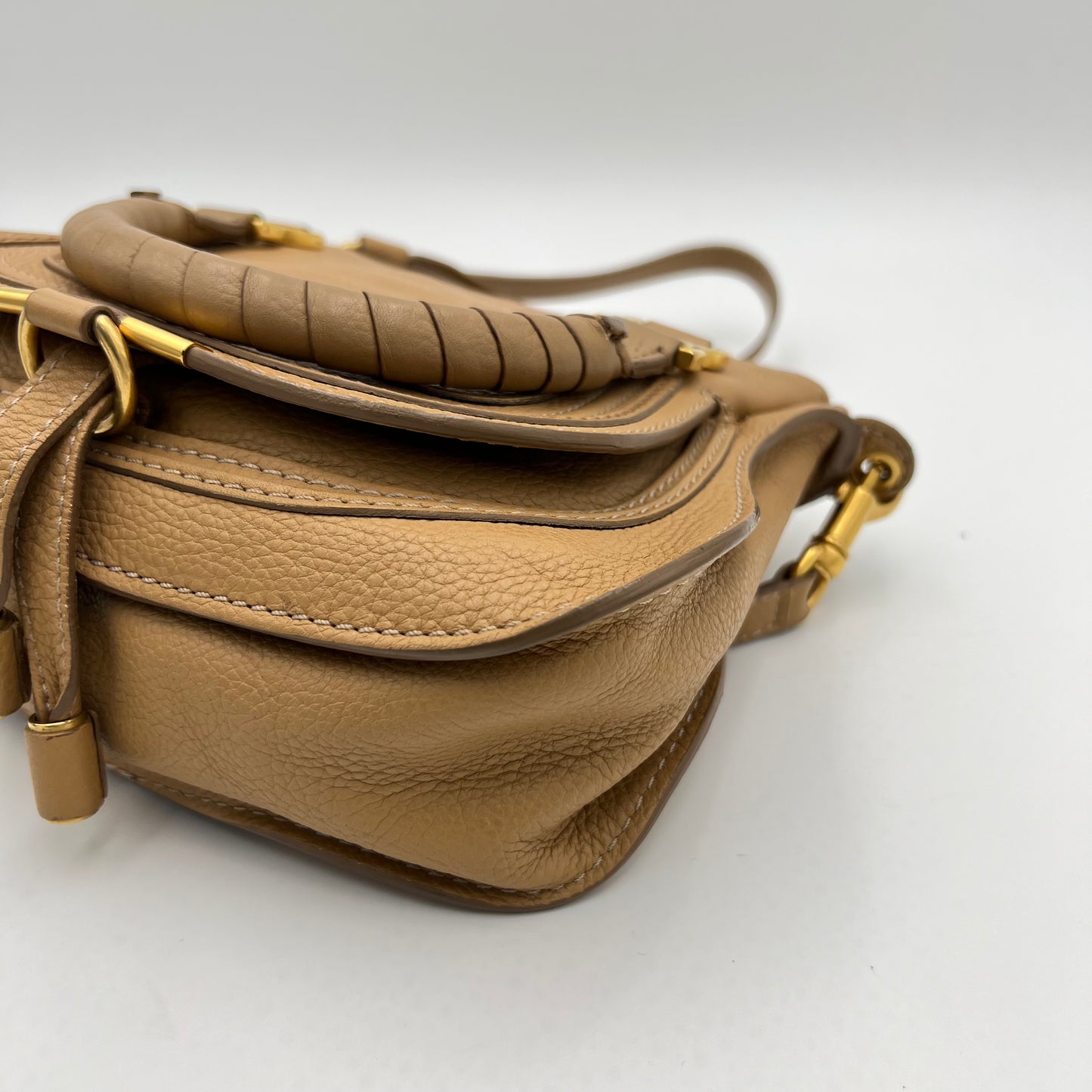 Chloe Light Tan Leather Small Marcie Two-Way Bag
