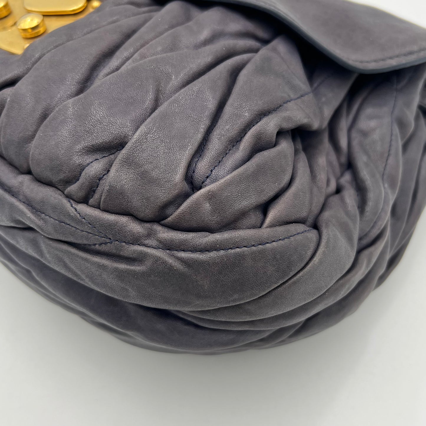 Miu Miu Dark Gray Matelasse Coffer Satchel