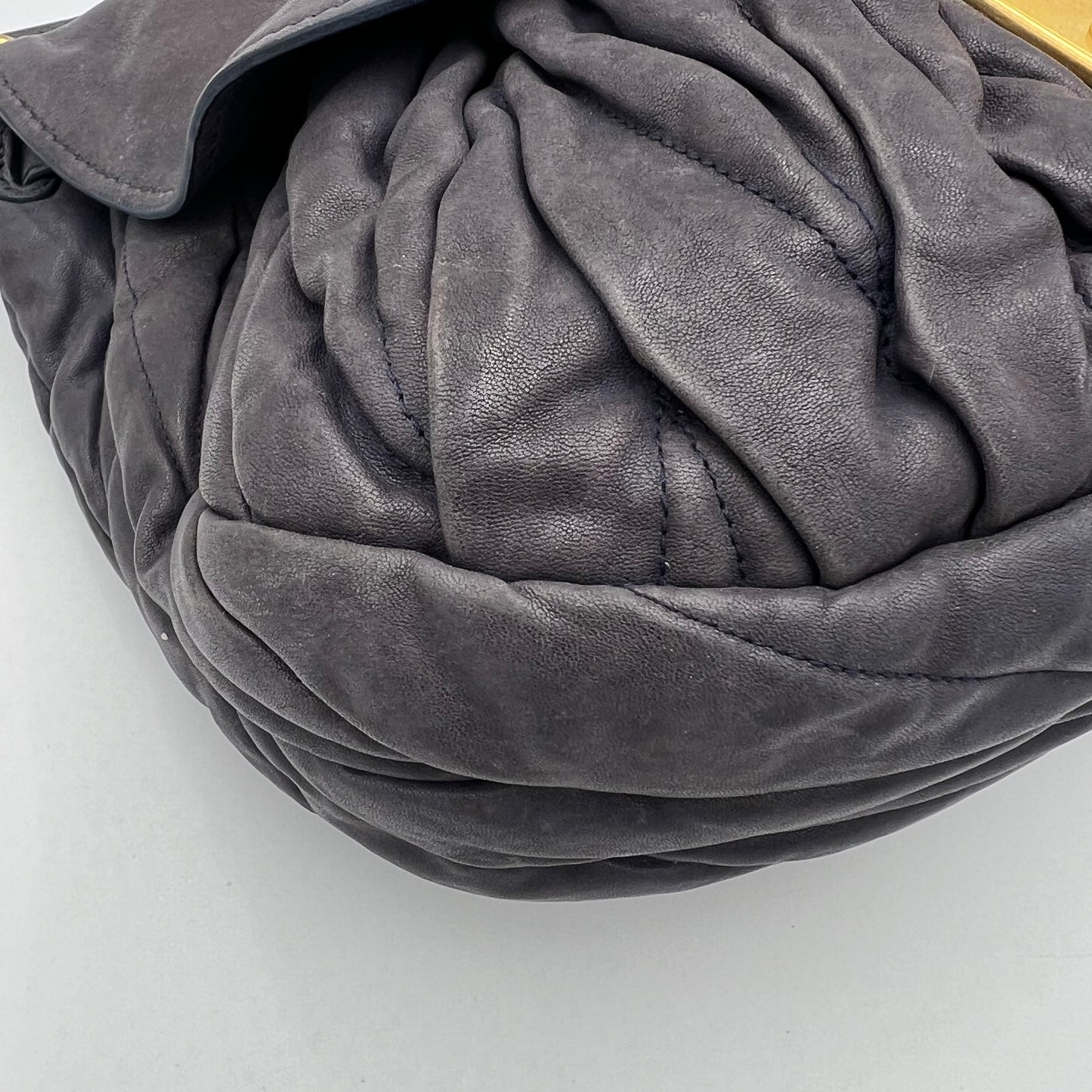 Miu Miu Dark Gray Matelasse Coffer Satchel