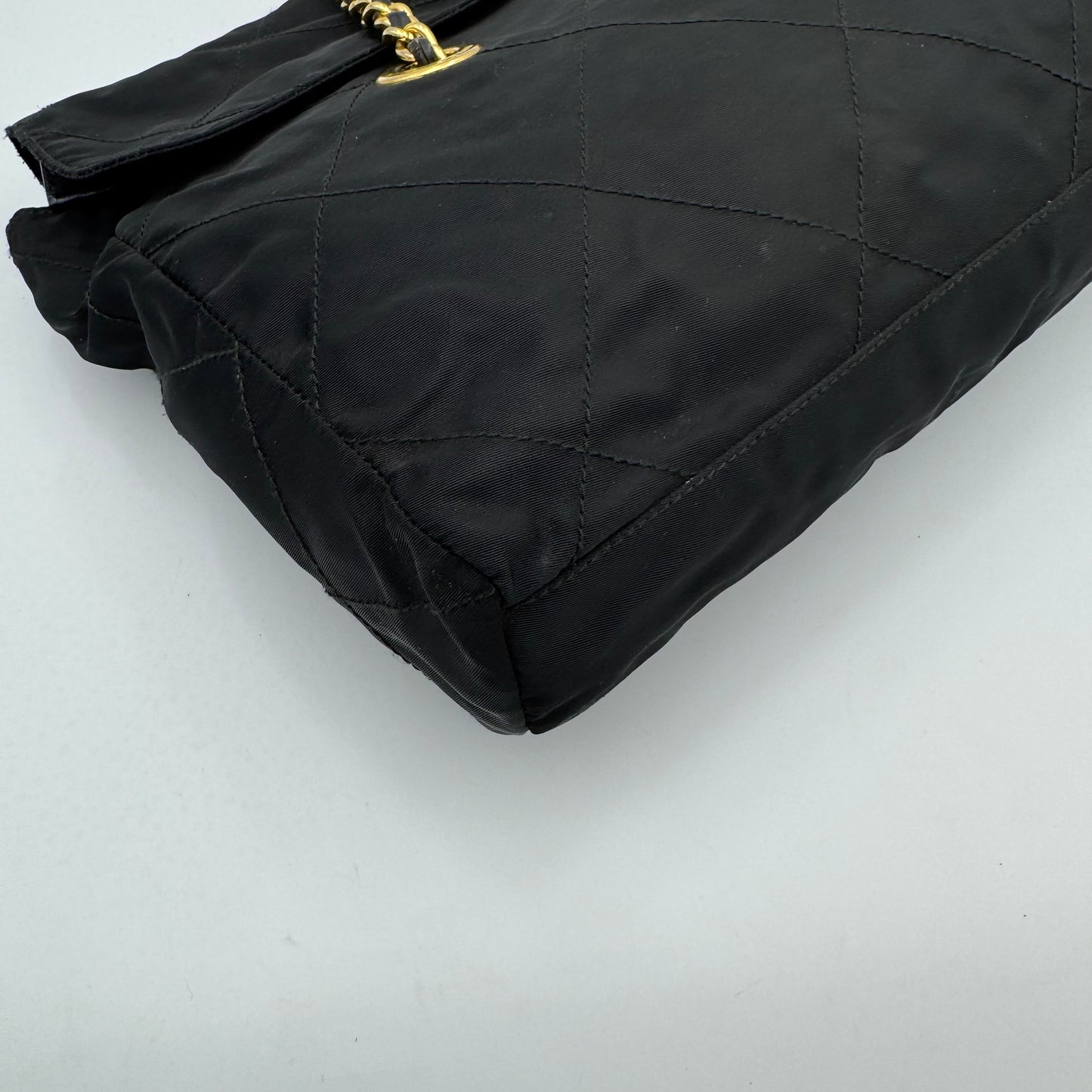 Prada Black Quilted Nylon Medium Flap Chain Bag GHW