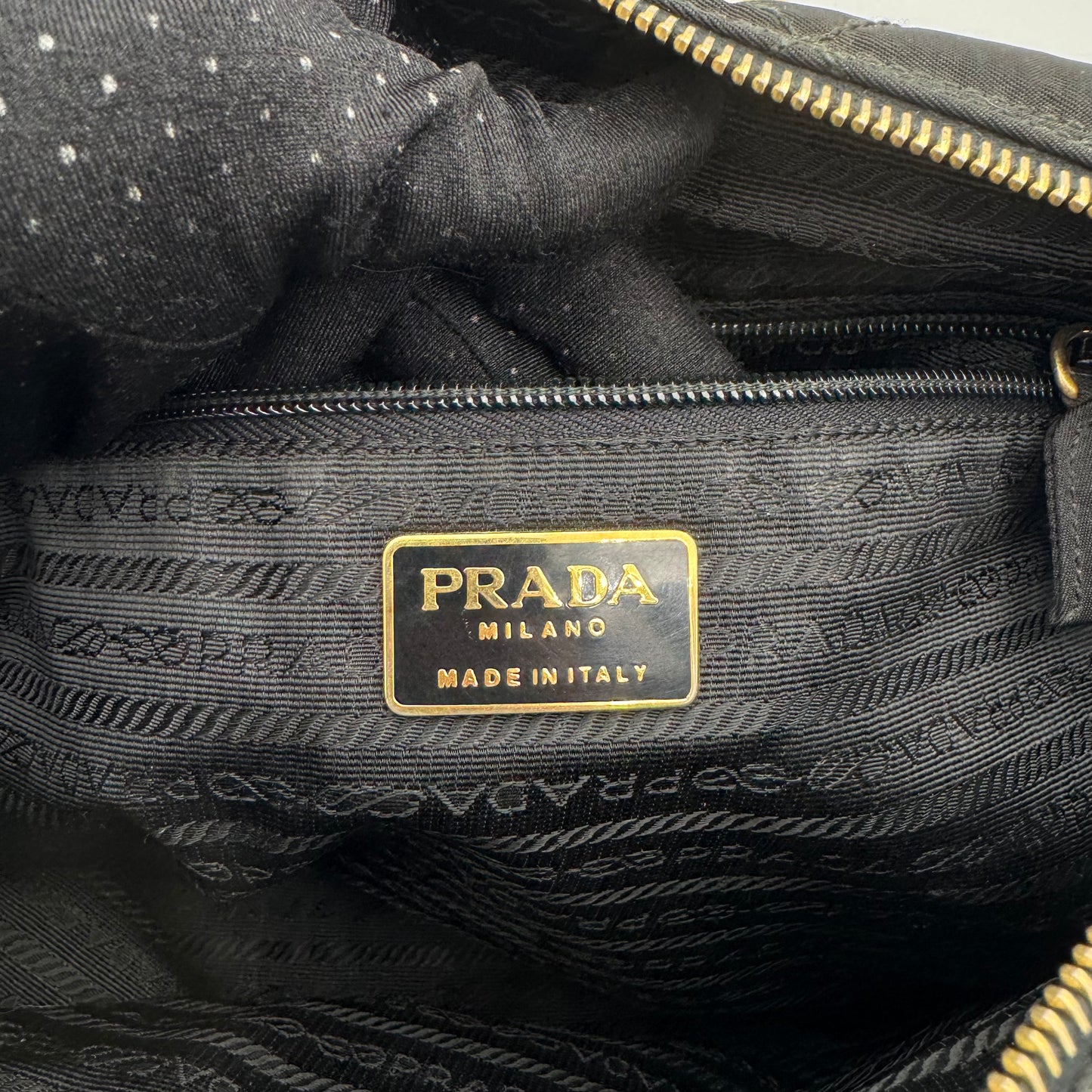 Prada Black Quilted Nylon Medium Flap Chain Bag GHW