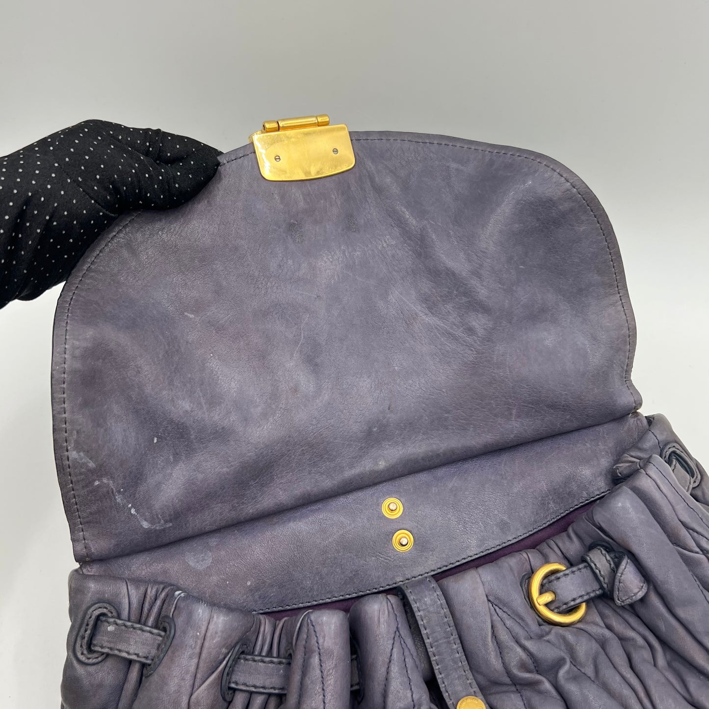 Miu Miu Dark Gray Matelasse Coffer Satchel