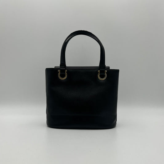 Salvatore Ferragamo Black Leather Gancini Handbag