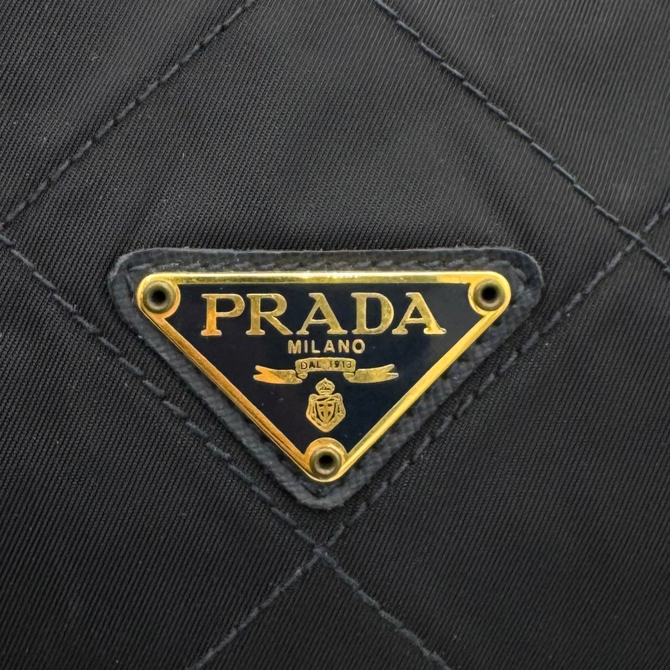 Prada Dark Blue Quilted Nylon Zip Chain Bag GHW