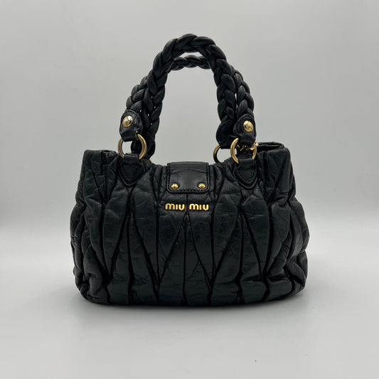 Miu Miu Black Matelasse Leather Handbag