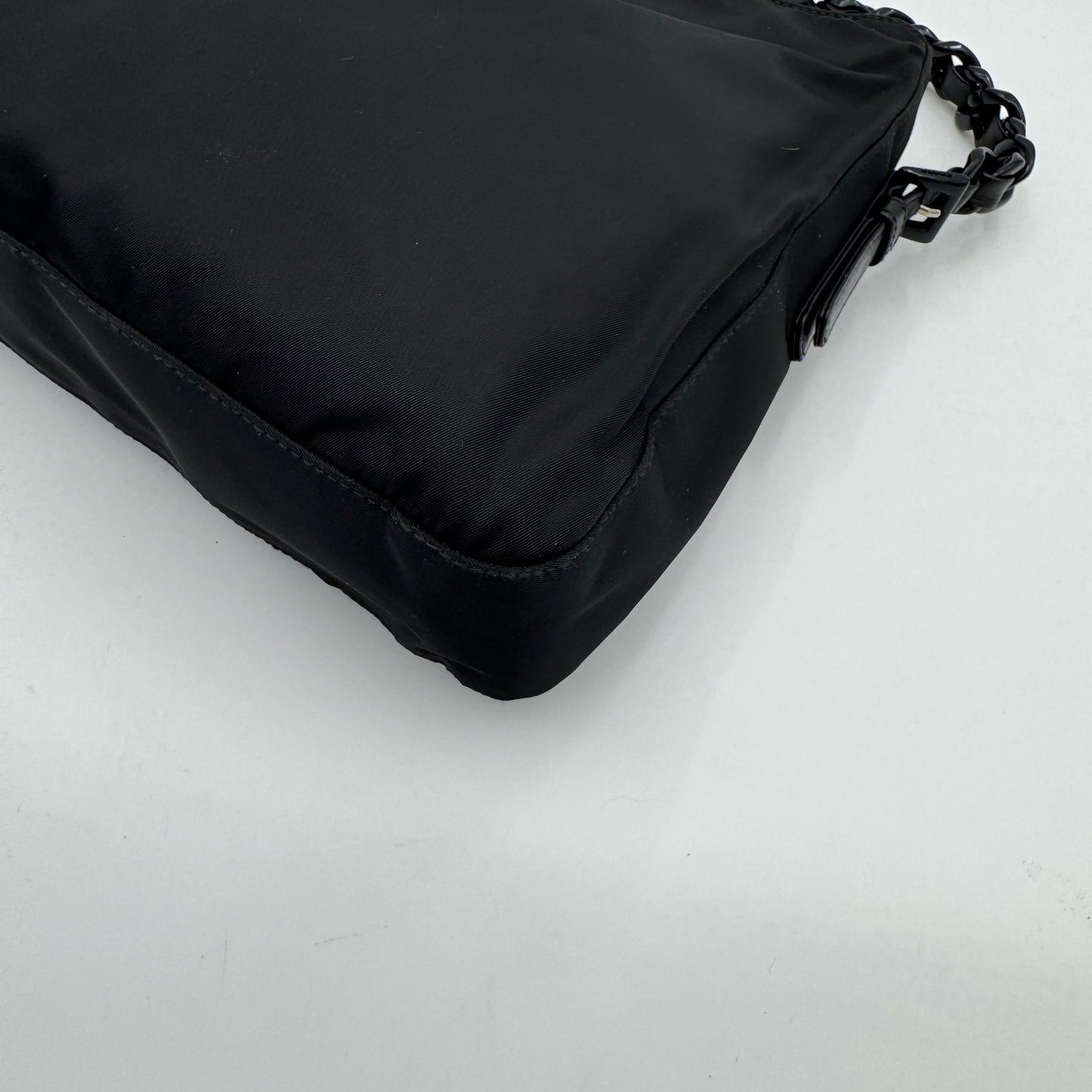 Prada Black Nylon Acrylic Chain Shoulder Bag